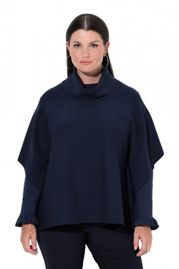 Ulla Popken 820620 Ponchoneule poolokauluksella Tummansininen - Ponchot ja viitat - 