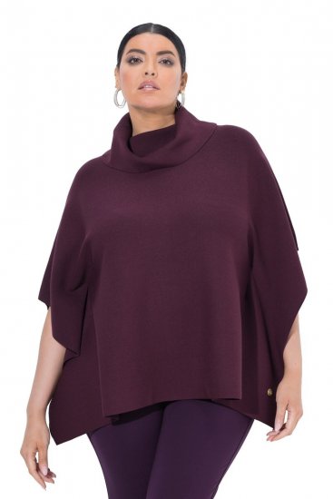 Ulla Popken 820620 Ponchoneule poolokauluksella Luumu - Ponchot ja viitat - 