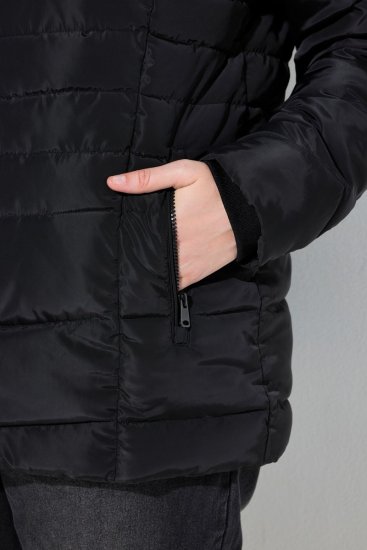 Ulla Popken 820889 Toppattu takki Musta - Pitkät takit - Naisten takit isoissa kooissa