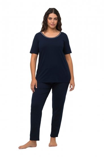 Ulla Popken 821244 Pilkullinen pyjama Tummansininen - Pyjama/Loungewear - 