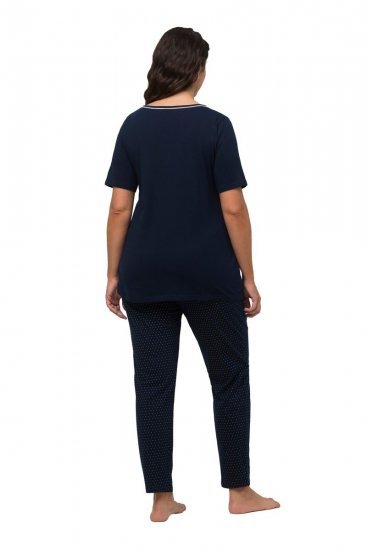 Ulla Popken 821244 Pilkullinen pyjama Tummansininen - Pyjama/Loungewear - 