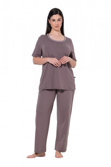 Ulla Popken 821244 Pilkullinen pyjama Ruskea - Pyjama/Loungewear - 