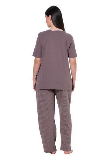 Ulla Popken 821244 Pilkullinen pyjama Ruskea - Pyjama/Loungewear - 