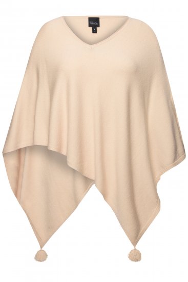 Ulla Popken Knit Pointed Hem Poncho Nature Melange - Naisten hupparit ja collegepaidat isot koot - 