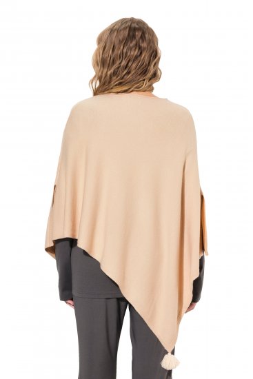 Ulla Popken Knit Pointed Hem Poncho Nature Melange - Naisten hupparit ja collegepaidat isot koot - 
