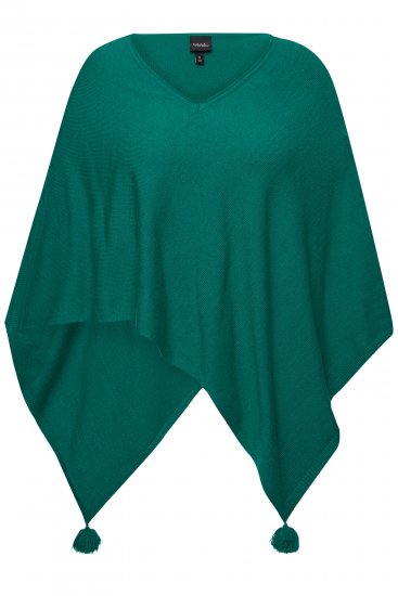 Ulla Popken Knit Pointed Hem Poncho Emerald Green - Naisten hupparit ja collegepaidat isot koot - 