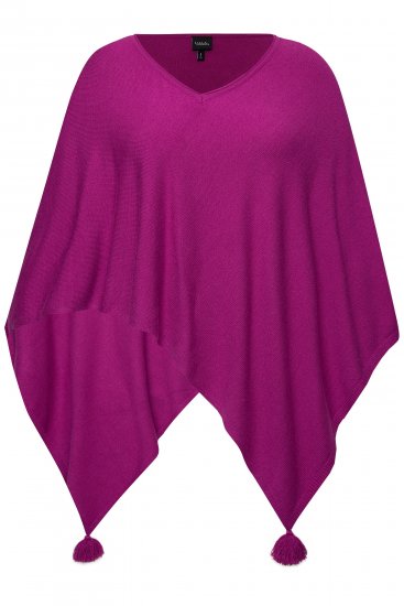 Ulla Popken Knit Pointed Hem Poncho Berry - Naisten hupparit ja collegepaidat isot koot - 