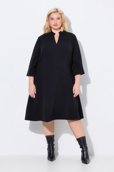 Ulla Popken 823290 Midimekko V-aukolla Musta - Midimekot - Midimekot isoissa ko'oissa