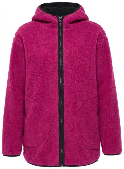 Ulla Popken 823371 Huppullinen teddytakki tikatuilla taskuilla Fuksia - Fleecevaatteet - 