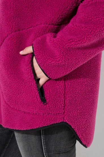Ulla Popken 823371 Huppullinen teddytakki tikatuilla taskuilla Fuksia - Fleecevaatteet - 