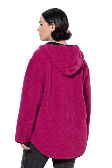 Ulla Popken 823371 Huppullinen teddytakki tikatuilla taskuilla Fuksia - Fleecevaatteet - 