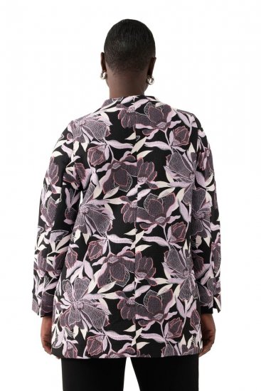 Ulla Popken 823967 Kukallinen jacquard-bleiseri 3/4-hihoilla Musta - Naisten bleiserit isot koot - Bleiserit naisille plus-koossa