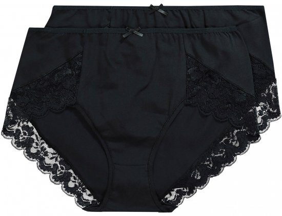 Ulla Popken 824106 Alushousut pitsillä 2 kpl Musta - Alushousut - 