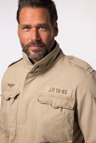 JP1880 Field Jacket with Badges Vintage Look Dark Beige - Takit - Miesten Takit, isot koot – 2XL – 12XL