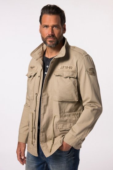 JP1880 Field Jacket with Badges Vintage Look Dark Beige - Takit - Miesten Takit, isot koot – 2XL – 12XL