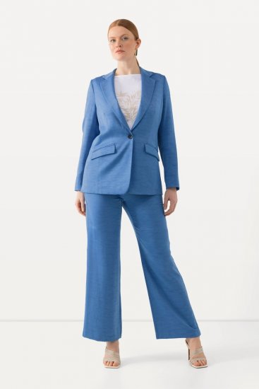 Ulla Popken 826163 Leveälahkeiset puvunhousut Denimsininen - Kangashousut - Naisten plus-size kangashousut