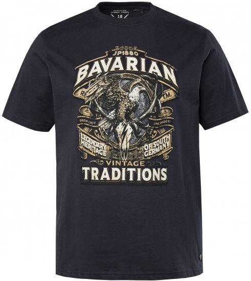 JP1880 Bavarian Design Vintage Looking T-Shirt Navy Blue - T-paidat - Isot T-paidat 2XL – 14XL