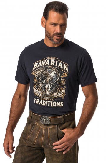 JP1880 Bavarian Design Vintage Looking T-Shirt Navy Blue - T-paidat - Isot T-paidat 2XL – 14XL