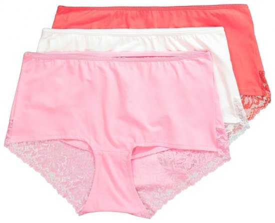 Ulla Popken 827465 Hipster-alushousut pitsillä 3 kpl Roosa - Alushousut - 