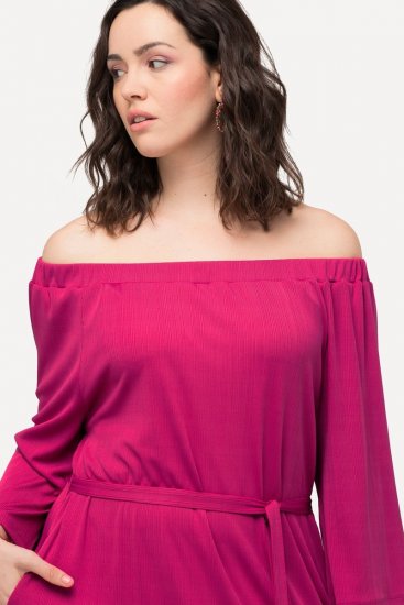 Ulla Popken 827740 Jerseymekko 3/4-hihoilla Roosa - Midimekot - Midimekot isoissa ko'oissa