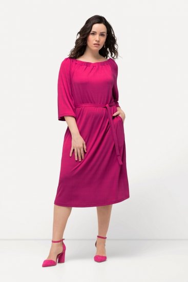 Ulla Popken 827740 Jerseymekko 3/4-hihoilla Roosa - Midimekot - Midimekot isoissa ko'oissa