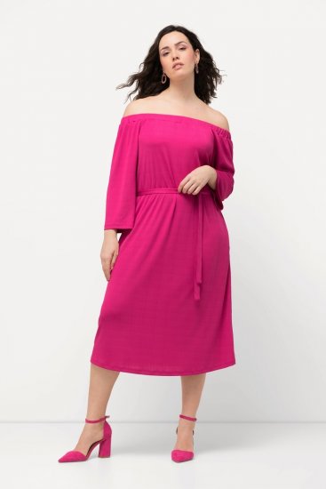 Ulla Popken 827740 Jerseymekko 3/4-hihoilla Roosa - Midimekot - Midimekot isoissa ko'oissa