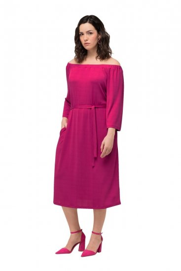 Ulla Popken 827740 Jerseymekko 3/4-hihoilla Roosa - Midimekot - Midimekot isoissa ko'oissa