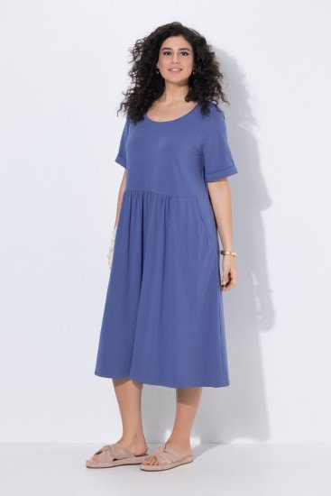 Ulla Popken 827920 Lyhythihainen jerseymekko Sininen - Trikoomekot - 