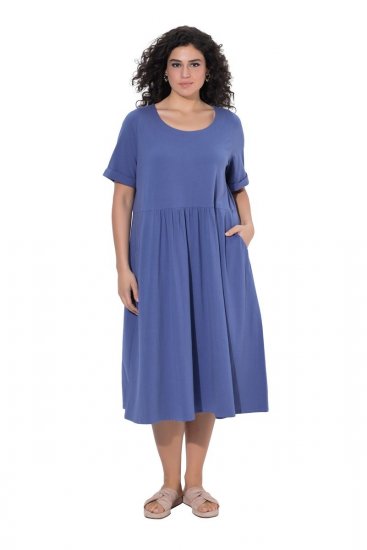 Ulla Popken 827920 Lyhythihainen jerseymekko Sininen - Trikoomekot - 