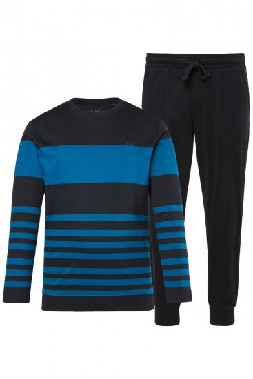 JP1880 Pyjamas Two-piece Long Sleeve with Stripes Blue - Alusvaatteet & uimavaatteet - Miesten Isot alusvaatteet 