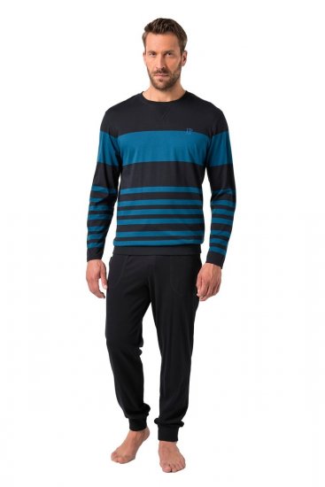 JP1880 Pyjamas Two-piece Long Sleeve with Stripes Blue - Alusvaatteet & uimavaatteet - Miesten Isot alusvaatteet 
