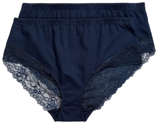 Ulla Popken 830094 Alushousut pitsillä 2 kpl Tummansininen - Alushousut - 