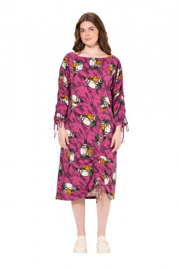 Ulla Popken 830151 Kukkakuvioinen mekko Roosa - Maksimekot - Isojen kokojen maksimekot