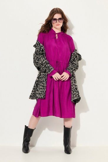 Ulla Popken 830615 Pitkähihainen mekko röyhelöillä Liila - Midimekot - Midimekot isoissa ko'oissa
