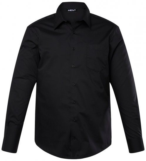 Men+ 753 Pitkähihainen Business-paita klassisella kauluksella Musta - Kauluspaidat - Miesten isot kauluspaidat 2XL – 8XL