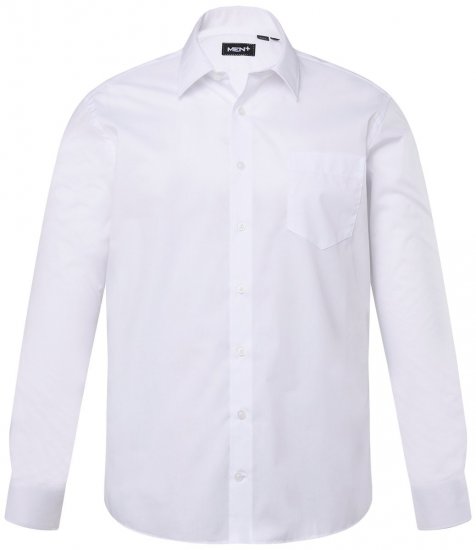 Men+ 753 Pitkähihainen Business-paita klassisella kauluksella Valkoinen - Kauluspaidat - Miesten isot kauluspaidat 2XL – 8XL