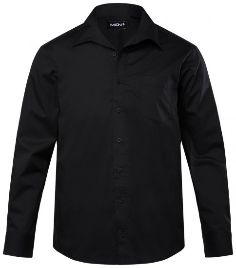 Men+ 757 Pitkähihainen Business-paita avoimella kauluksella Musta - Kauluspaidat - Miesten isot kauluspaidat 2XL – 8XL