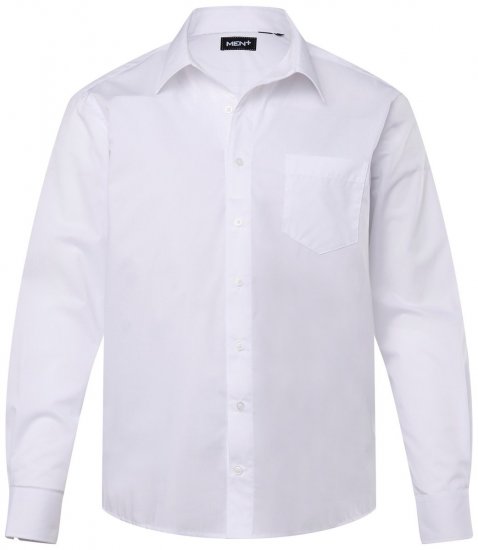 Men+ 757 Pitkähihainen Business-paita avoimella kauluksella Valkoinen - Kauluspaidat - Miesten isot kauluspaidat 2XL – 8XL