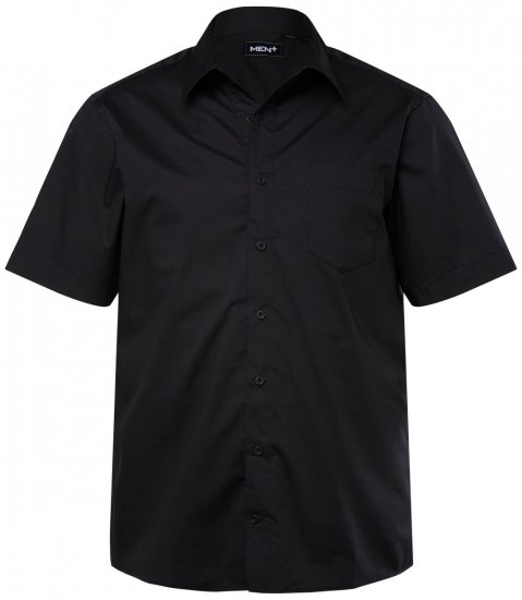 Men+ 758 Lyhythihainen Business-paita avoimella kauluksella Musta - Kauluspaidat - Miesten isot kauluspaidat 2XL – 8XL