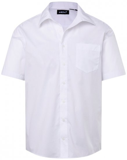 Men+ 758 Lyhythihainen Business-paita avoimella kauluksella Valkoinen - Kauluspaidat - Miesten isot kauluspaidat 2XL – 8XL