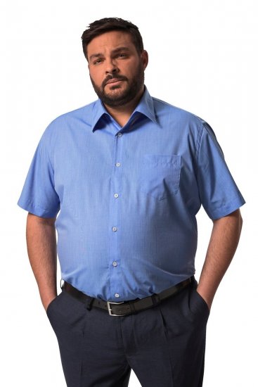 Men+ 758 Lyhythihainen Business-paita avoimella kauluksella Vaaleansininen - Kauluspaidat - Miesten isot kauluspaidat 2XL – 8XL