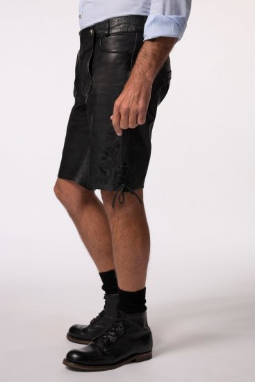 JP1880 831257 Nahkashortsit nappanahkaa Musta - Shortsit - Shortsit, isot koot – W40-W60