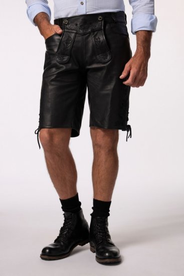 JP1880 831257 Nahkashortsit nappanahkaa Musta - Shortsit - Shortsit, isot koot – W40-W60