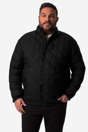 Men+ 494 Tikattu takki pystykauluksella Musta - Takit - Miesten Takit, isot koot – 2XL – 12XL