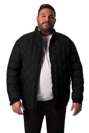Men+ 494 Tikattu takki pystykauluksella Musta - Takit - Miesten Takit, isot koot – 2XL – 12XL