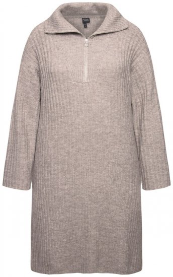 Ulla Popken 831589 Pitkähihainen neulemekko poolokauluksella Harmaa - Neulemekot - 