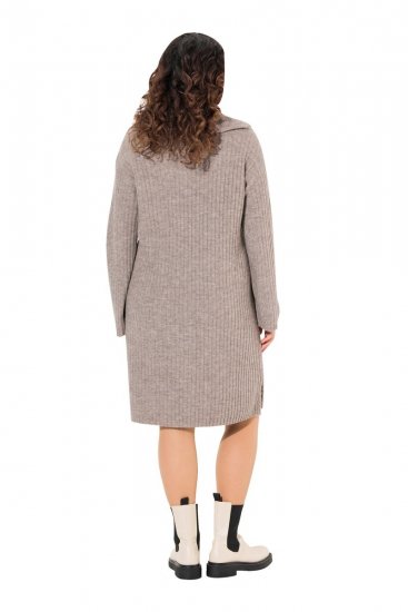Ulla Popken 831589 Pitkähihainen neulemekko poolokauluksella Harmaa - Neulemekot - 