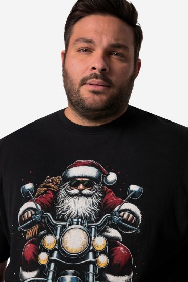 Men+ 148 T-paita bellyfit Joulupukki moottoripyörällä Musta - T-paidat - Isot T-paidat 2XL – 14XL