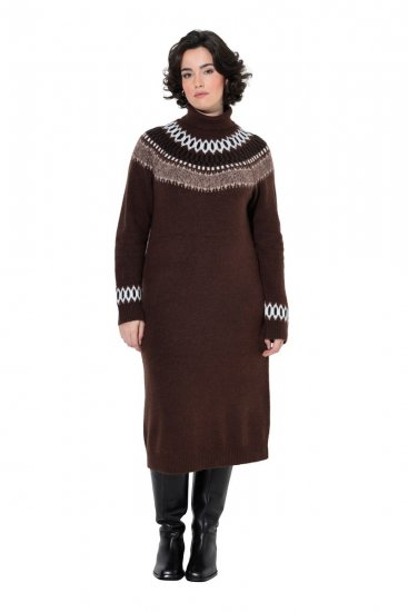 Ulla Popken 832670 Kuviollinen neulemekko poolokauluksella Monivärinen - Naisten mekot isot koot - Mekot kaikille koille