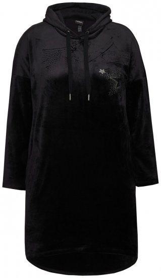 Ulla Popken 834550 Pitkähihainen mekko hupulla Musta - Collegemekot - 